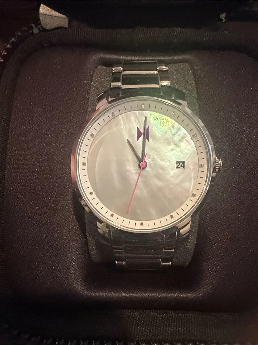 MVMT Silver Stainless Steel Watch with Mother-of-Pearl Dial - Needs Battery